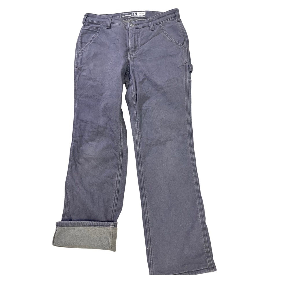 Carhartt Women's 6 Short Loose Fit Fleece Lined Canvas Work Pants Shadow